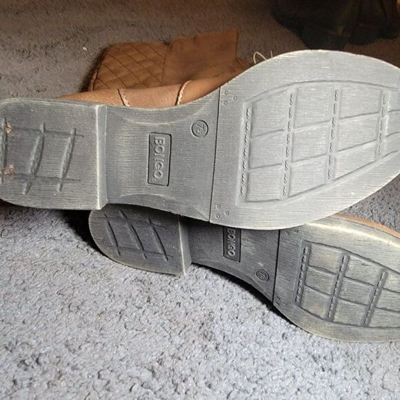 Bongo Womens Brown Leather Checkered Side Zip Thigh High Booties Size 7.5 M - Picture 4 of 6